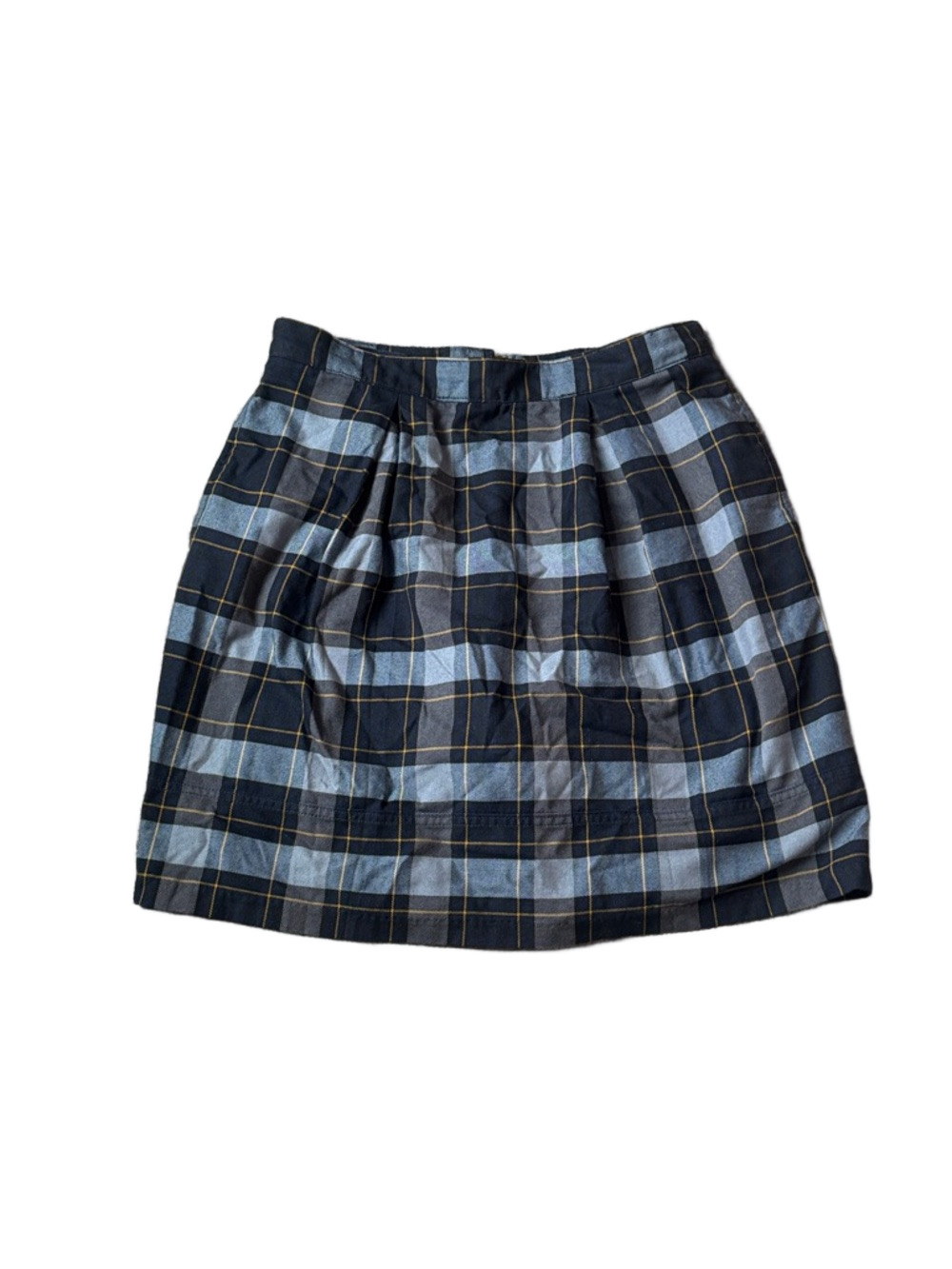 Lands’ End Plaid Skirt SIZE 8 Blue Yellow Preppy A-Line